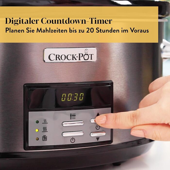 Мультиварка Crockpot Digital Slow Cooker 7.5 л з регулюванням часу приготування | Нержавіюча сталь [CSC063X]