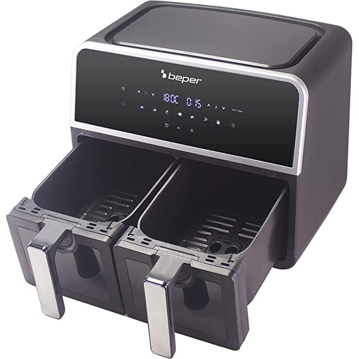 Аерофритюрниця BEPER P101FRI090 з двома камерами, 9 л (4,5 л на кошик), 7 програм