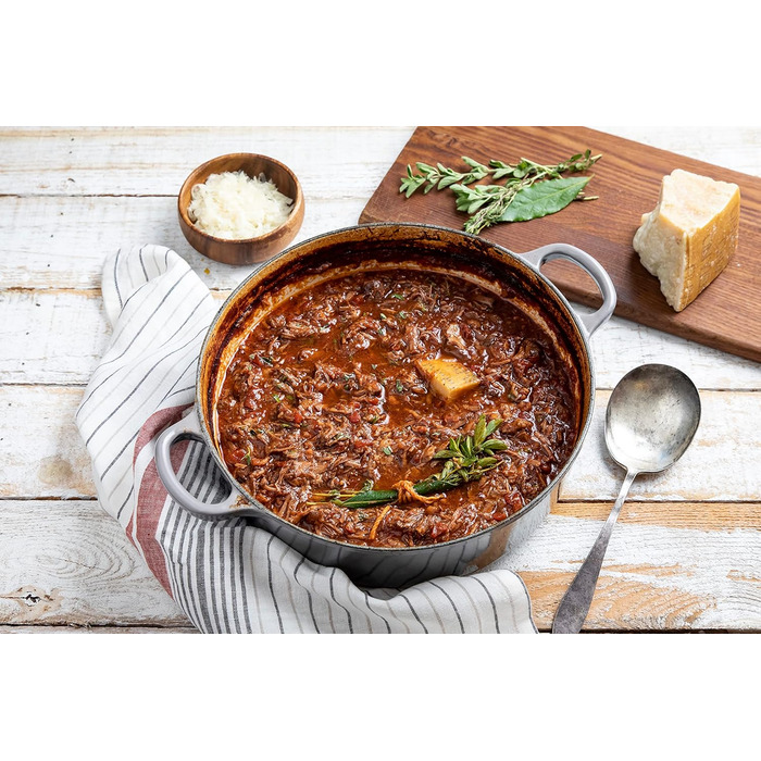 Чавунна каструля-брятер Le Creuset Signature з кришкою, кругла, 26 см, 5,3 л, для всіх плит та індукції, колір Flint