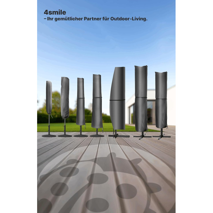 Чохол захисний для парасольки 4smile 2-5м, 420D Oxford, водонепроникний, UV-стійкий, чорний 240x55см