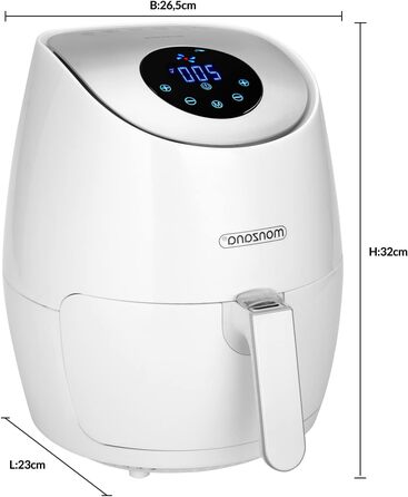 Фритюрниця з гарячим повітрям MONZANA, 3,6 л, цифровий LED-дисплей, 6 програм, антипригарний кошик, без олії, біла