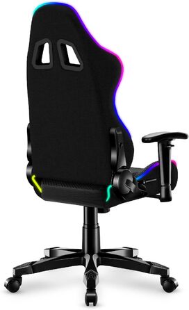 Ігрове крісло Huzaro Ranger 6.0 RGB Mesh з LED-підсвіткою для дітей, тканинне, до 130 кг, ергономічне, регульована висота, підголівник і поперекова підтримка, чорне
