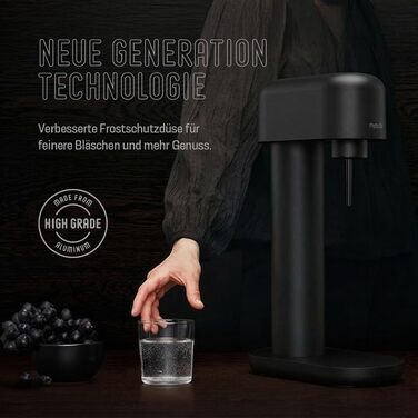 Сифон для газування води Mysoda Ruby 2, алюмінієвий корпус, пляшка 1 л, чорний (без циліндра CO2)