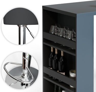 Барний стіл Vicco Bartisch-Set з 2 барними табуретами, антрацит, 117 x 57 см
