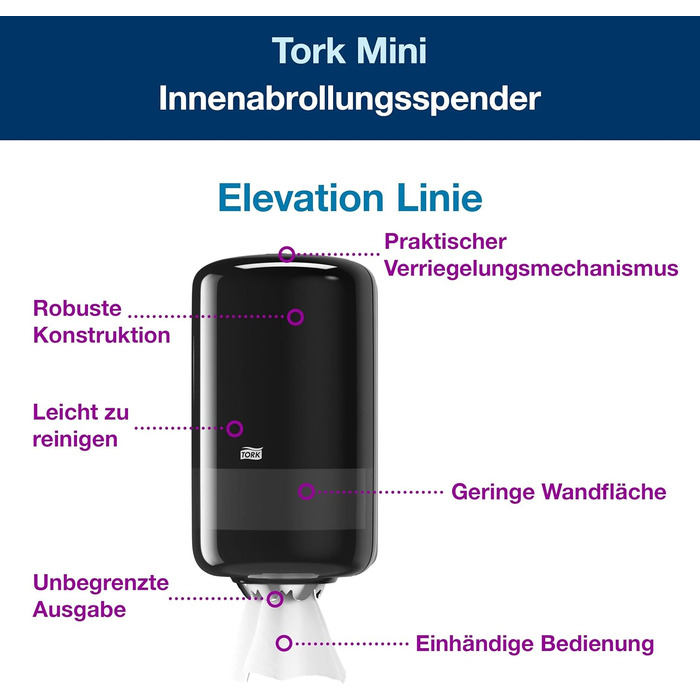 Диспенсер Tork 558008 Mini для паперових рушників M1 + Semy Top рулон 20 см, 2-шаровий, білий, 12 шт.
