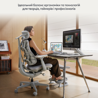 Крісло офісне ергономічне LiberNovo Omni Space Gray 48 см
