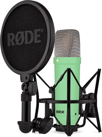 RØDE NT1 Signature Series студійний конденсаторний мікрофон з великою діафрагмою, shockmount, поп-фільтром та XLR-кабелем для музики, вокалу, стрімінгу й подкастингу (зелений)