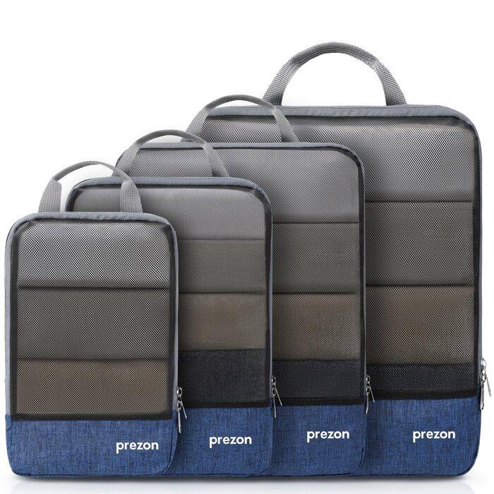 Набір компресійних органайзерів для подорожей Packing Cubes для валізи та рюкзака, 4 шт, темно-синій