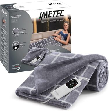 Електрична плед-грілка Imetec Adapto Velvet Square 150x95 см, м'яка, безпечна, 6 режимів, швидкий нагрів, низьке споживання, прана, технологія Adapto