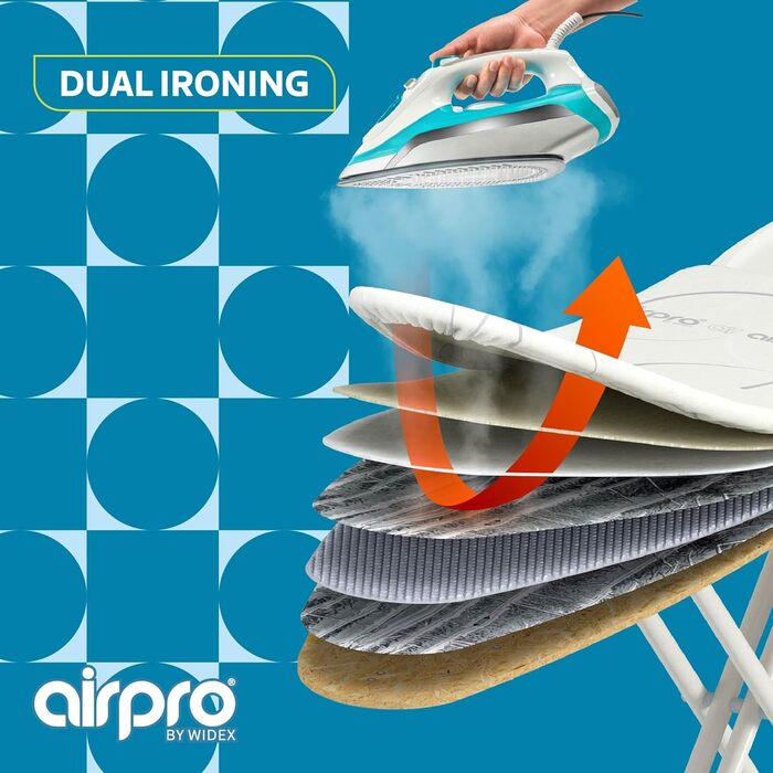 Чохол для прасувальної дошки Airpro By Widex, 6-шаровий, XL (до 125x50 см), універсальний, для парових прасок, швидке прасування, вироблено в Європі