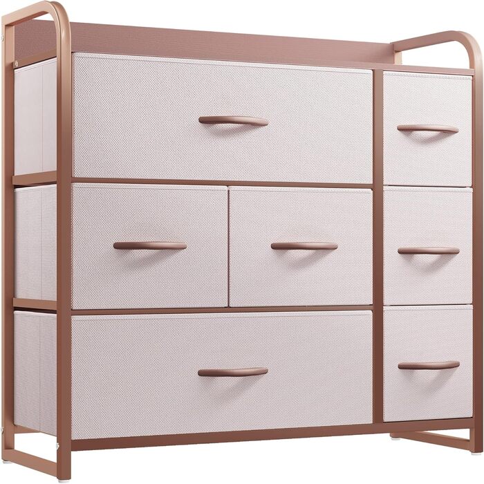 YITAHOME комод для зберігання, 7 тканинних шухляд з ручками, рожевий