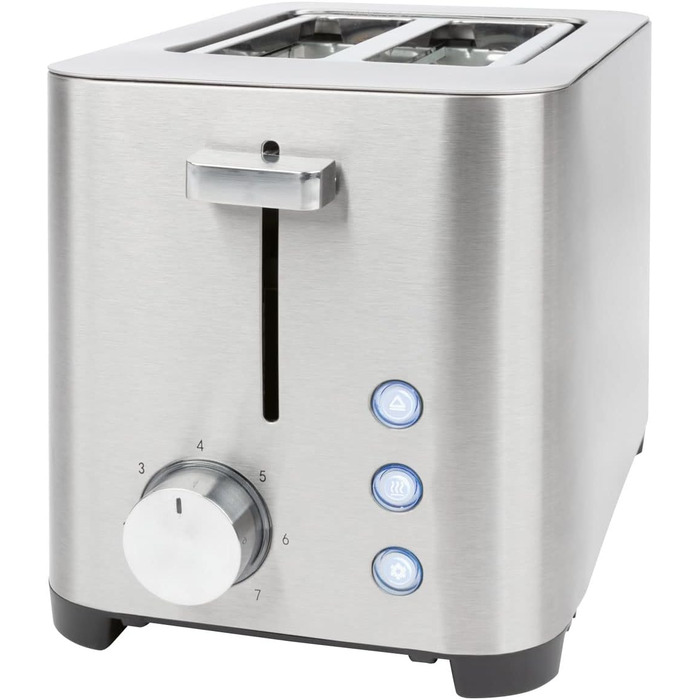 Тостер ProfiCook PC-TA 1251, 2 тостових слоти, нержавіюча сталь, широкий слот, знімна насадка для булочок, регульований ступінь підсмажування, піддон для крихт, кабельний відсік