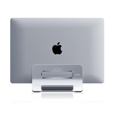 Підставка для ноутбука SODI вертикальна, автоматична, з алюмінію, для MacBook Pro/Air, ноутбуків, планшетів, телефонів (срібна)