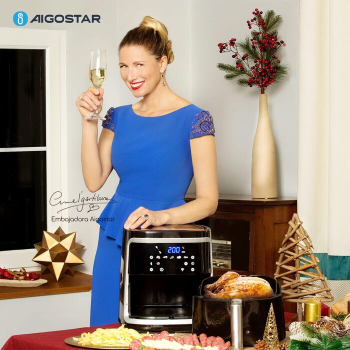Розумна аерофритюрниця Aigostar Cube, 1900 Вт, 7 л, Wi-Fi, сенсорний LED-екран, 7 програм, 20 рецептів, DIY-меню