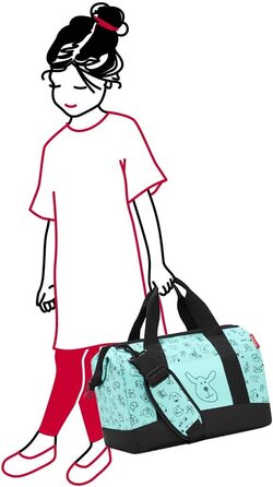 Дитяча дорожня сумка reisenthel Allrounder M Kids Mint із милим тваринним принтом, для дітей, з кріпленням на валізу