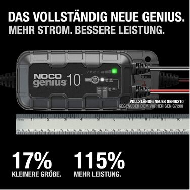NOCO GENIUS10: Інтелектуальне зарядне пристрій для акумуляторів 6V/12V - Автоматичний підтримуючий заряд, сульфатор, захист від перевантаження, температурна компенсація - Для свинцево-кислотних та літієвих акумуляторів