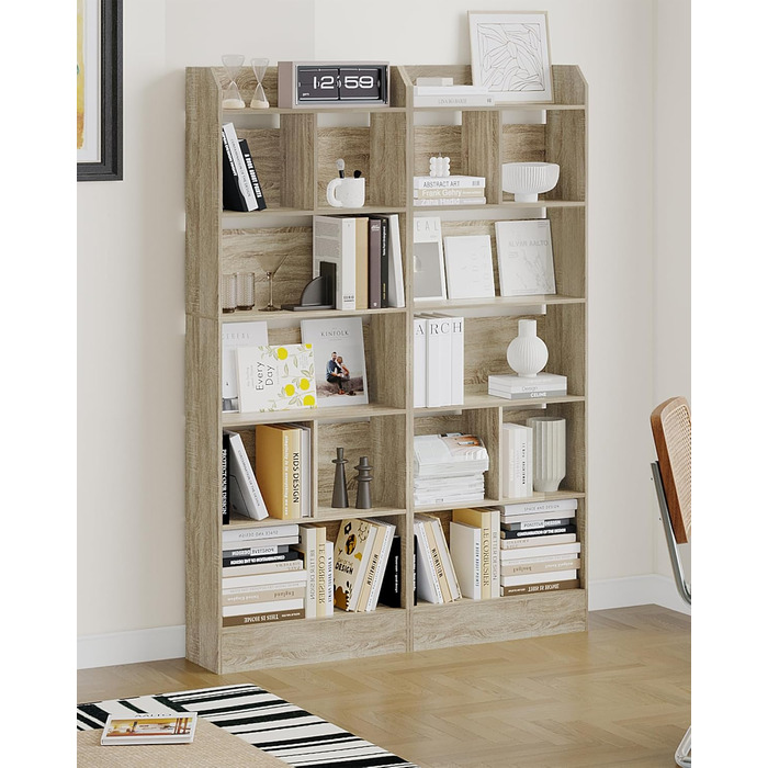 Стильний стелаж для книг Hzuaneri з 6 секціями, білий (Eichenbeige), 24 x 60 x 170 см | Для вітальні, офісу, спальні