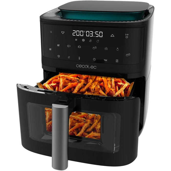 Аерофритюрниця без олії Cecotec Cecofry Mist 7000, 7 л, 1700 Вт, 4-в-1: фритюрниця, пароварка, ферментер, сушарка, 1,4 л резервуар для води, 8 програм, 40-200°C