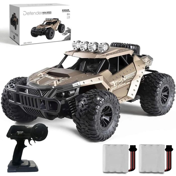 Радіокерований позашляховик Monster Truck 2.4GHz до 20 км/год з двома акумуляторами (60 хв гри), для хлопчиків та дівчаток від 6 років - Модель 2025