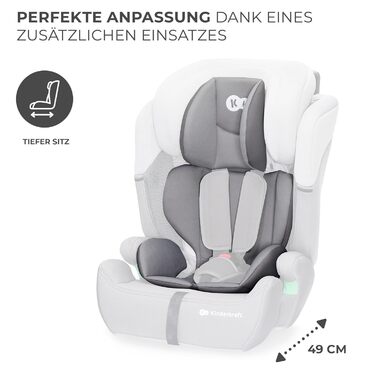Дитяче автокрісло Kinderkraft COMFORT UP i-Size 76-150 см, сіре, 5-точковий ремінь, регульований підголівник, стандарт ECE R129/03