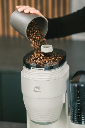 Кавоварка з млинком Melitta AromaFresh Pro X, фільтраційна, скляний глечик, знімний резервуар, на 10 чашок, сіра