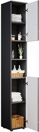 Високий шафа для ванної Vicco Irma, дуб золотий/антрацит, 30x192 см