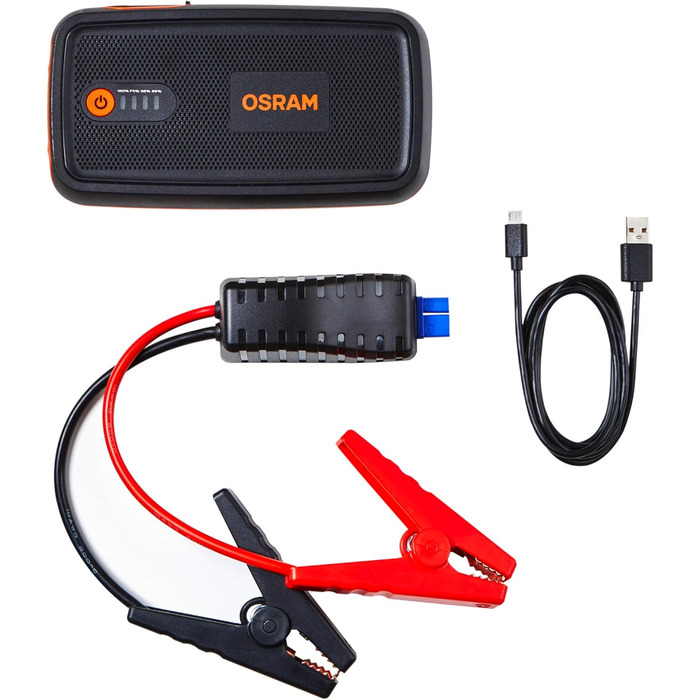 Osram BATTERYstart 400: Літієвий пусковий пристрій 2000A 12V з Powerbank, для бензинових та дизельних двигунів до 8L/4L, 16800mAh