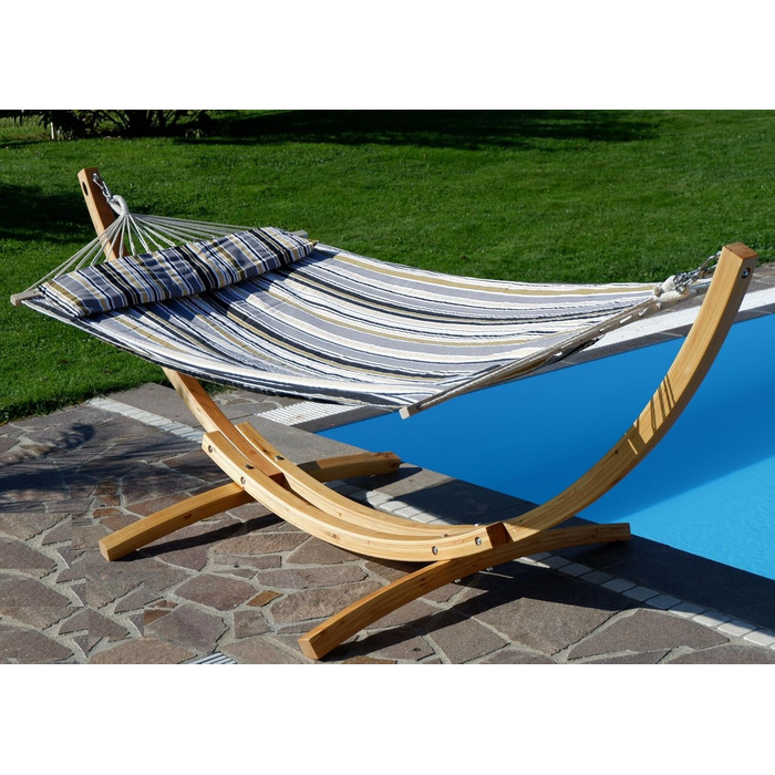 Підвісне крісло-гойдалка AS-S XL Limited Edition з дерева модрини та м'якою подушкою, сталеві кріплення, колір: каркас натуральний, гамак Nagua