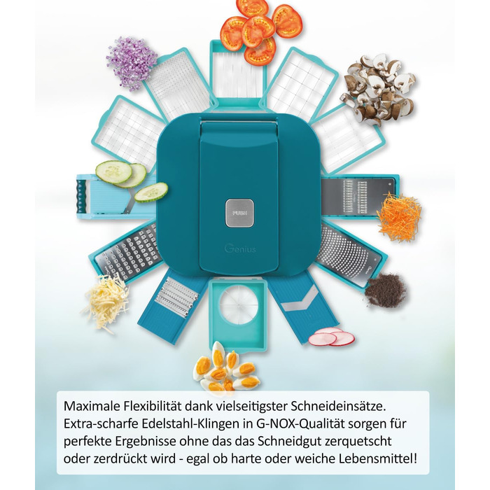 Професійна овочерізка та сушарка для салату Genius Nicer Dicer Chef, 4-в-1, з кришкою, контейнером і ситом, 5.2 л, прозора