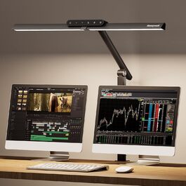 Світлодіодна настільна лампа Honeywell Sunturalux HJ1 з кліпсою для офісу та дому, диммована, захист для очей, гнучка двосекційна архітекторська лампа з сенсорним керуванням