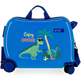 Дитяча валіза Enso Dino, синя, 50x39x20 см, жорсткий ABS, кодовий замок, 34 л, 2,1 кг, 4 колеса, ручна поклажа
