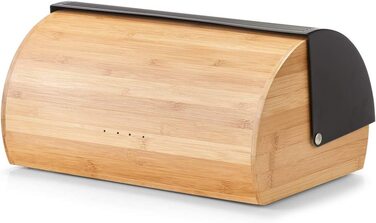 Хлібниця Zeller 25365, бамбук і метал, чорна, 39x27x19 см, стильна коробка для зберігання хліба, харчова безпека