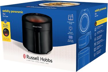 Аерофритюрниця Russell Hobbs SatisFry Panoramic 5 л, 10 програм, з оглядовим вікном, без олії, для фритюру, грилю, запікання, до 200°C, чорна, модель 27420-56