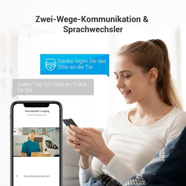 EZVIZ HP5 Wi-Fi відеодомофон з камерою, водостійкий дзвінок, двосторонній аудіозв'язок, 7