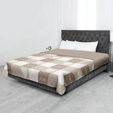 Покривало стьобане Home Beige 220x240 см з утеплювачем, двостороннє, літній плед-покривало