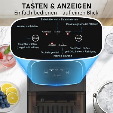 Льодогенератор Citybee з функцією самоочищення, 12 кг/доба, компактний Ice Maker для кухні, офісу та вечірок (Сірий)