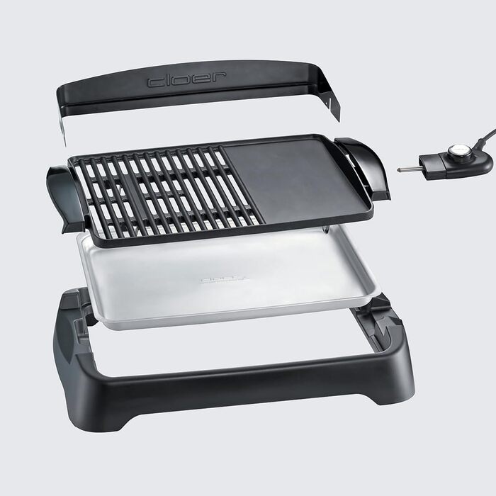 Електрогриль Cloer 656 Barbecue – настільний гриль з антипригарним покриттям, 2000 Вт, чорний, площа 43x30.5 см