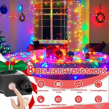 Світлодіодна гірлянда для вулиці та дому 500 LED, 50м, багатоколірна: водонепроникна (IP44) новорічна ілюмінація з таймером та 8 режимами роботи для саду та свят