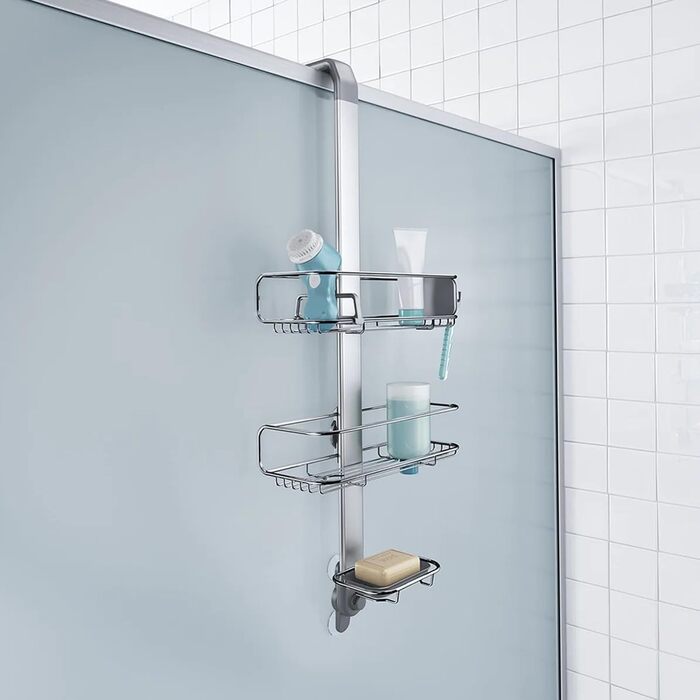 Душова полиця simplehuman BT1101 на двері, з нержавіючої сталі та анодованого алюмінію, без свердління, 84 см, 5 років гарантії