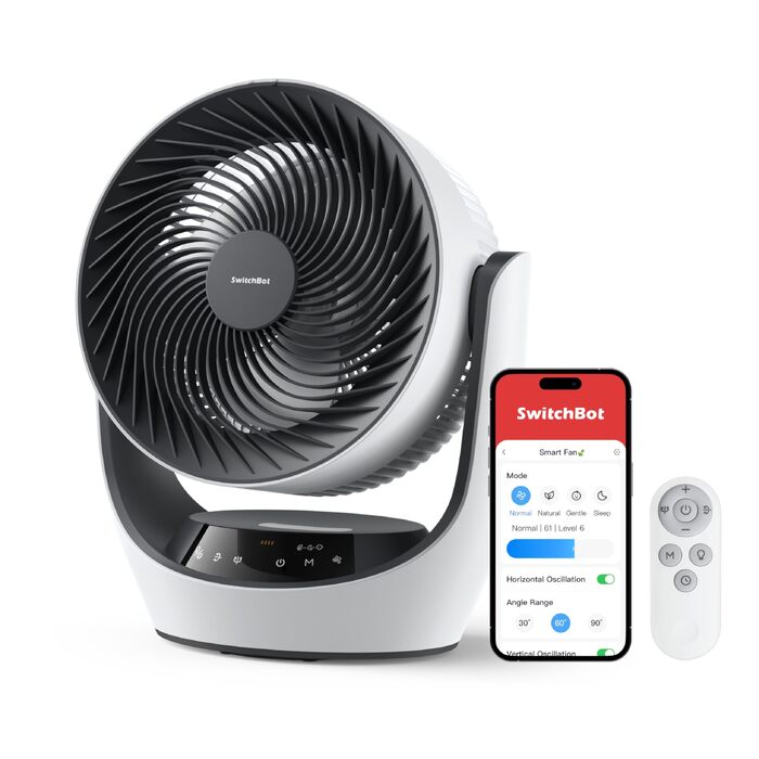Вентилятор USB SwitchBot настільний з акумулятором, тихий (24 дБ), сумісний з Alexa/Google/Siri (потрібен хаб), 4 режими, таймер 9 год