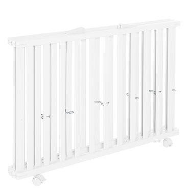 Дитячий манеж roba складаний, білий, дерево, з матрацом Little Stars, 74x100 см, компактний, на колесах