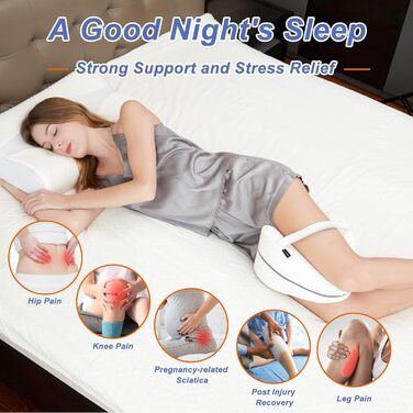 Ергономічна ортопедична подушка між колін з ефектом пам'яті (Memory Foam) для ніг, стегон та попереку, біла, зі стрічкою