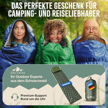 ONLYHIKE® Спальний мішок для кемпінгу 300GSM, теплий, легкий, 1700 г, весна/осінь/зима, комфорт від -5°C до 10°C, розміри M-XL, для подорожей та активного відпочинку