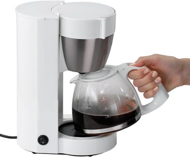 Кавоварка фільтраційна Cloer 5011 з функцією підігріву, 800 Вт, на 10 чашок, біла, пластикова, скляний глечик, фільтр 1x4