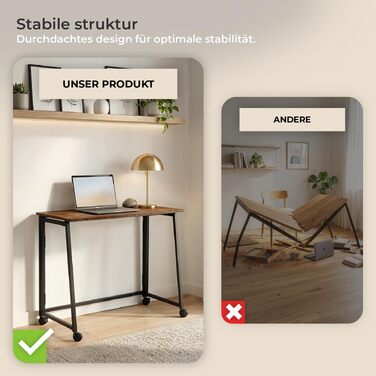 Складаний комп'ютерний стіл MEUBLE Cosy для ноутбука та ПК, компактний робочий стіл для офісу та дому, коричневий