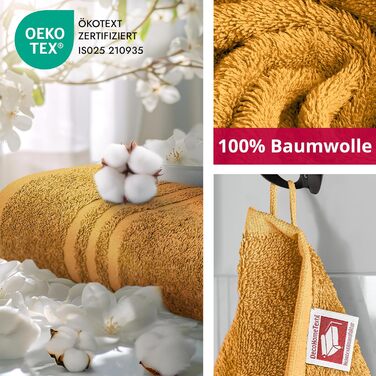 Набір рушників DecoHomeTextil з 100% бавовни, 10 предметів, м'які та гігроскопічні, гірчично-жовті (6 шт. 50x100 см)