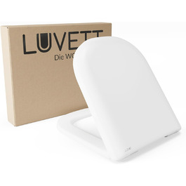 Унітазне сидіння LUVETT D900 D-форма, дюропласт, SoftClose, EasyClean, легкий монтаж, біле, вироблено в ЄС