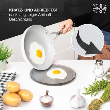 Набір каструль і сковорідок Moritz & Moritz 7 предметів, алюмінієвий, для індукції та всіх плит, з кришками