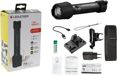 Ліхтарик Ledlenser P7R Work, LED, акумуляторний, 900 люмен, IP68, 21700 Li-ion, фокусування, висока CRI, USB-магнітна зарядка, дальність 240 м, станція зарядки