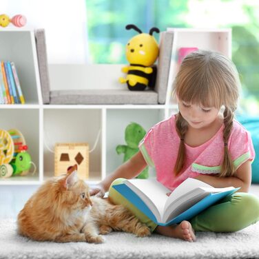 Дитяча книжкова полиця з м'яким сидінням Relaxdays, 6 відділень, 63x103x30 см, біла, для дитячої кімнати